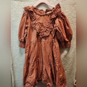 Cotton On Kids Dress girls Size 9-10 coral in color with puff sleeves